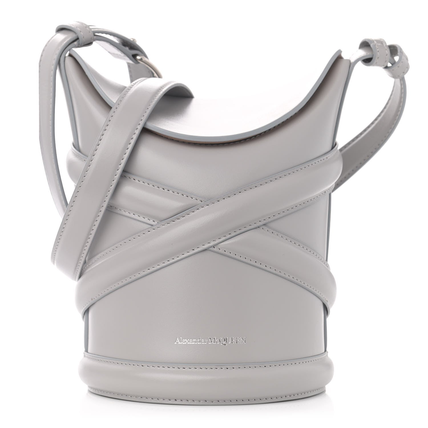 Alexander McQueen Calfskin The Curve Small Shoulder Bag Pale Grey 1 of 12