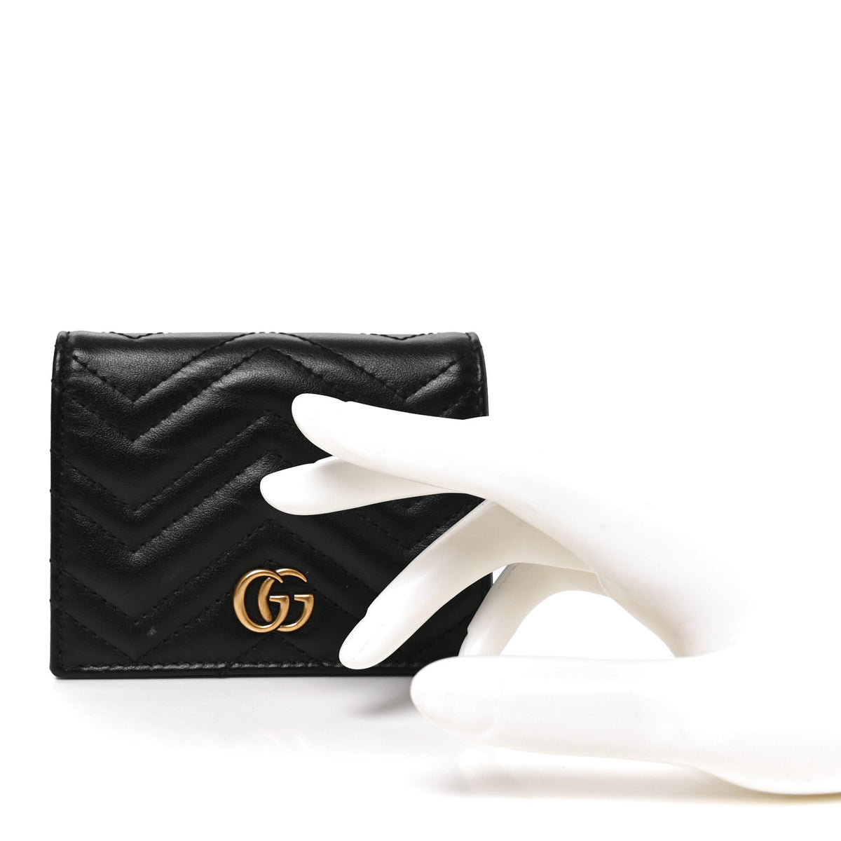 Gucci Calfskin Matelasse GG Marmont Card Case Wallet Black 2 of 8