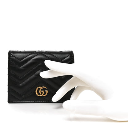 Gucci Calfskin Matelasse GG Marmont Card Case Wallet Black 2 of 8