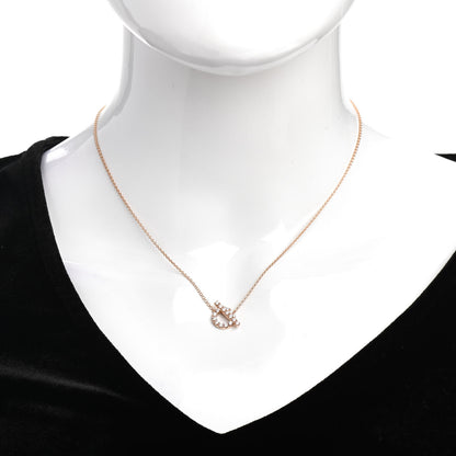 Hermes 18K Rose Gold Diamond Finesse Pendant Necklace 2 of 6
