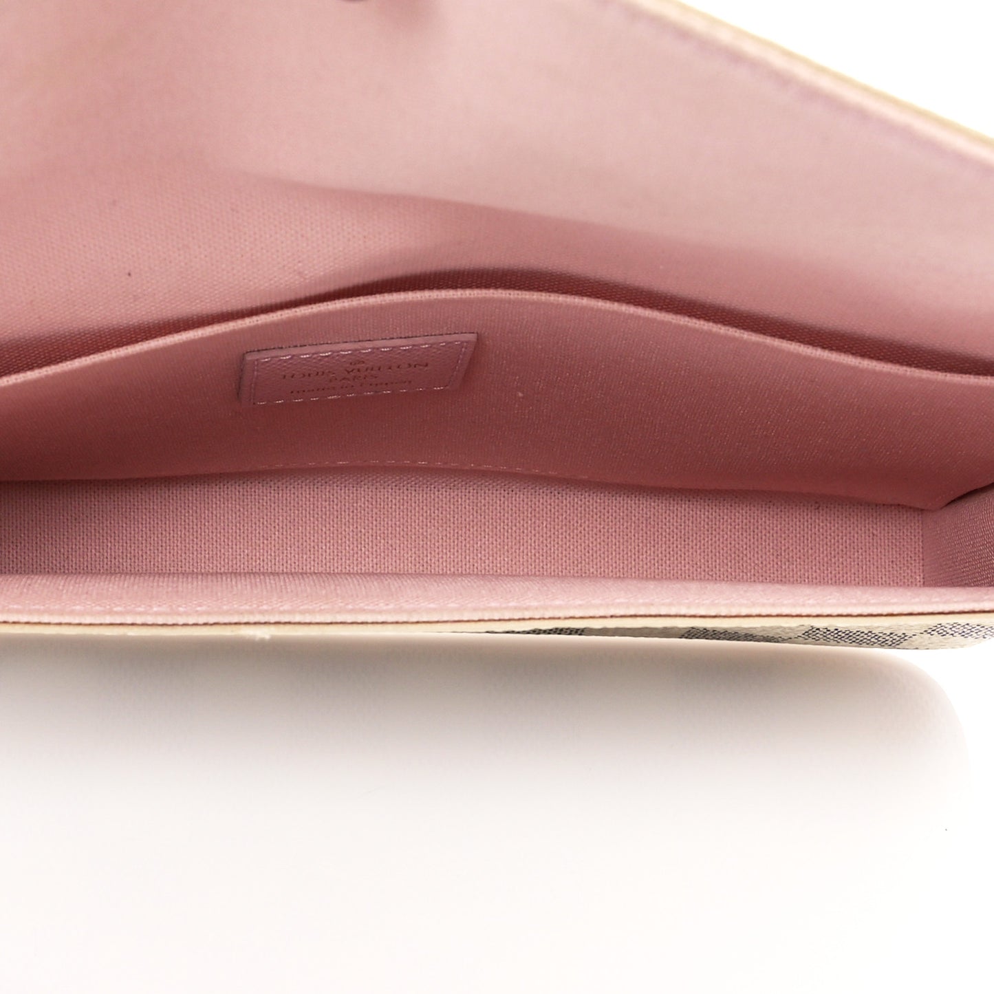 Damier Azur Pochette Felicie Chain Wallet Rose Ballerine