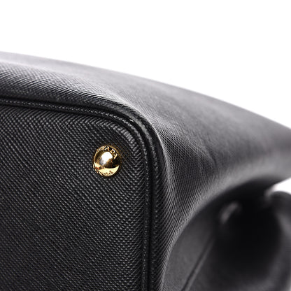 Prada Saffiano Cuir Medium Double Bag Black Fuoco 16 of 18
