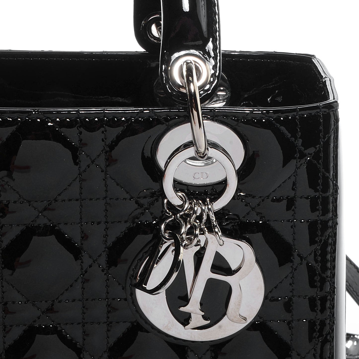 Patent Cannage Medium Lady Dior Black