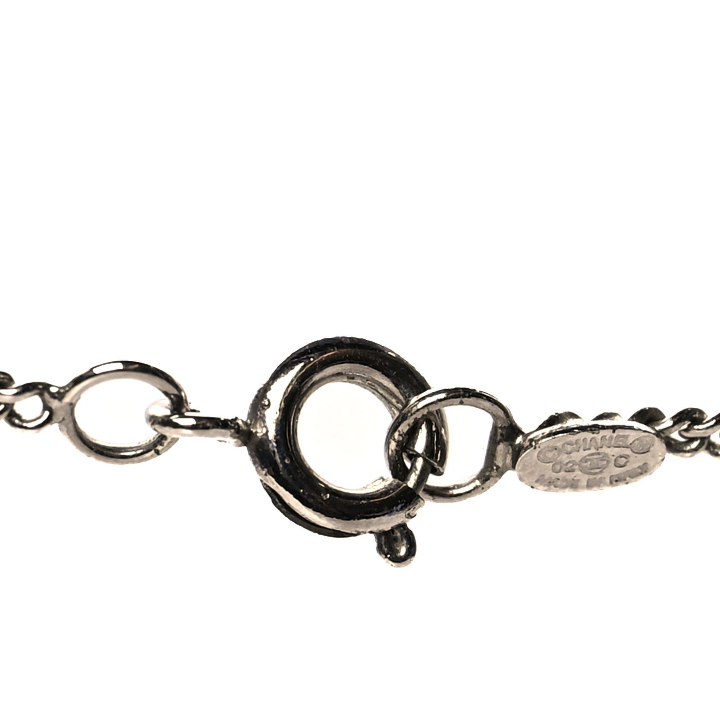 Enamel CC Necklace Silver White