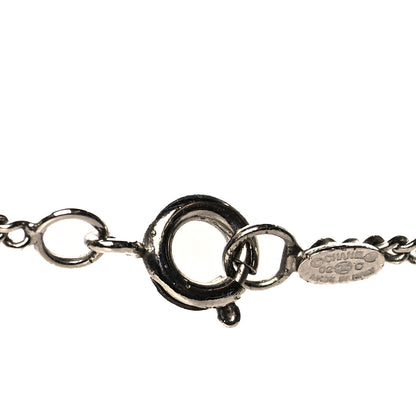 Chanel Enamel CC Necklace Silver White 4 of 5