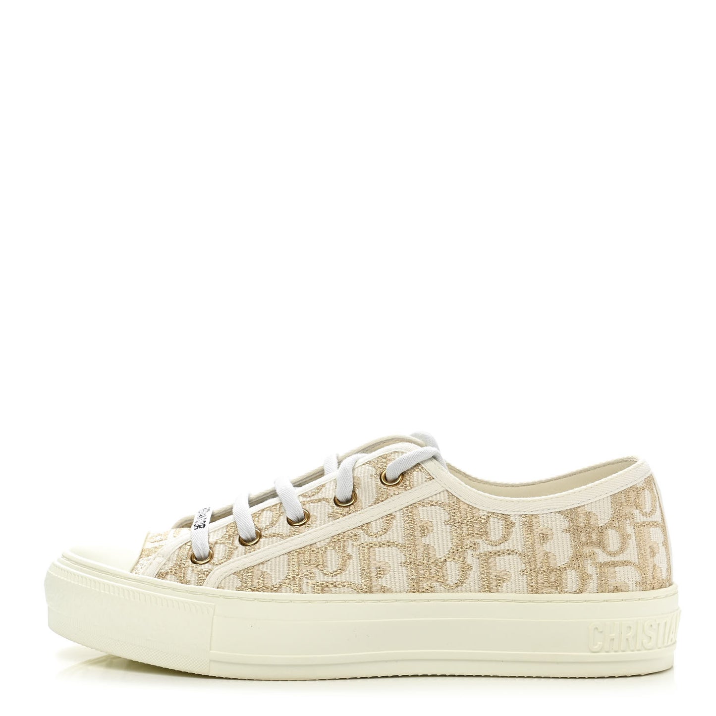 Canvas Oblique Walk'N'Dior Low Top Sneakers 37 Gold