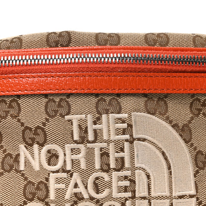Gucci X THE NORTH FACE Monogram Textured Dollar Calfskin Embroidered Belt Bag Beige Ebony Mystic White Deep Orange 8 of 10