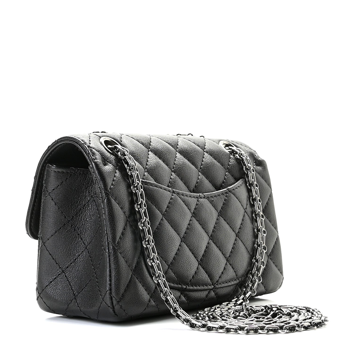 Chanel Metallic Sheepskin Quilted 2.55 Reissue Mini Flap Dark Grey 2 of 12