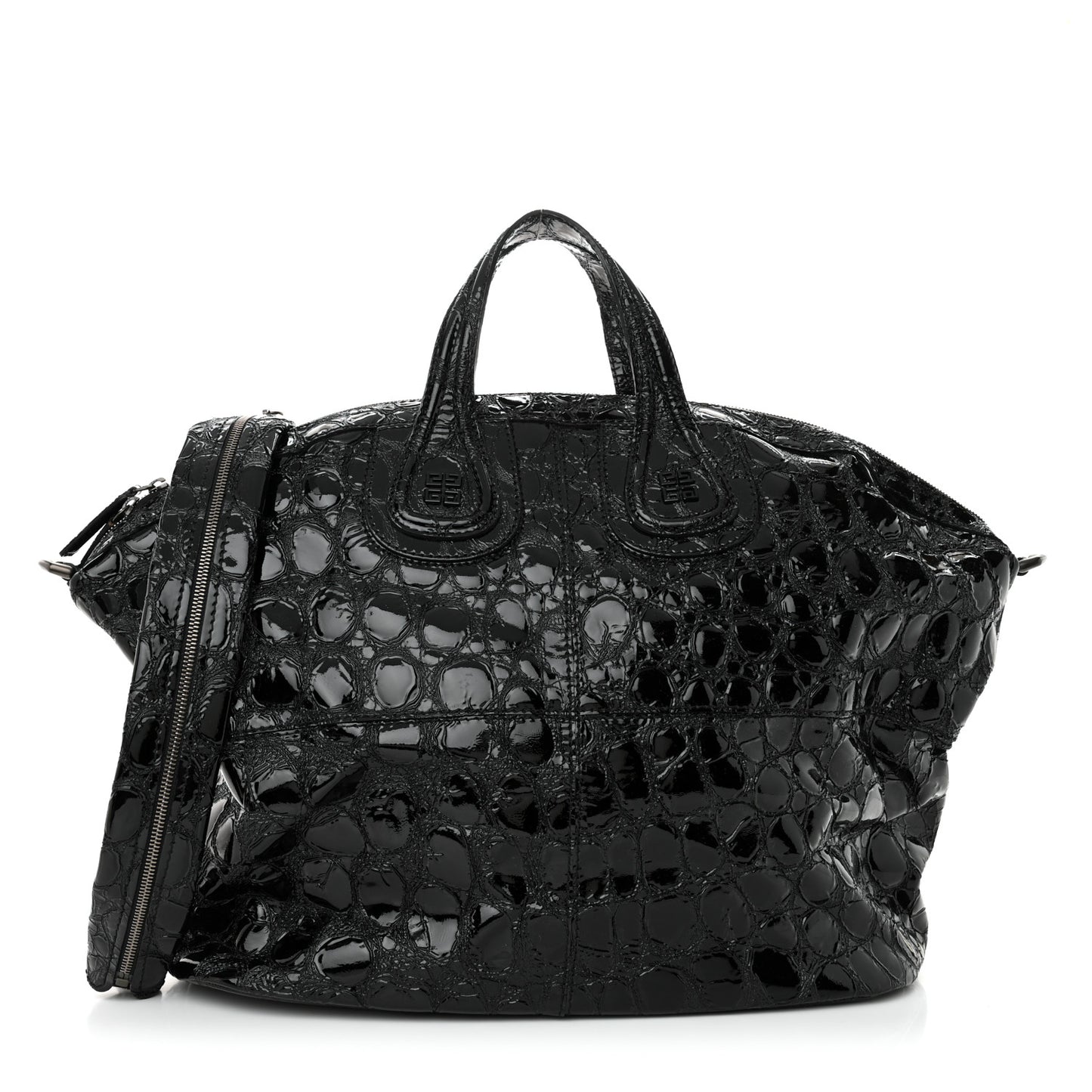 Patent Crocodile Embossed Large Nightingale Black