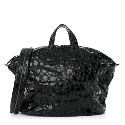 Givenchy Patent Crocodile Embossed Large Nightingale Black 1 of 11