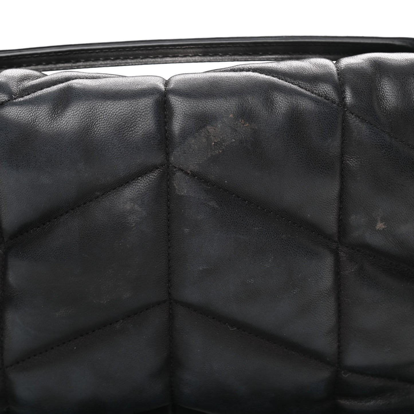 Lambskin Quilted Small Loulou Puffer Monogram Chain Satchel Black