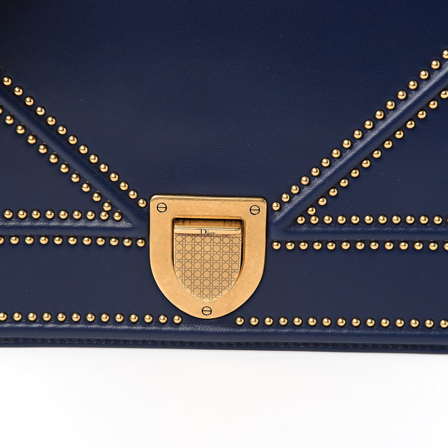 Lambskin Studded Medium Diorama Flap Bag Navy Blue