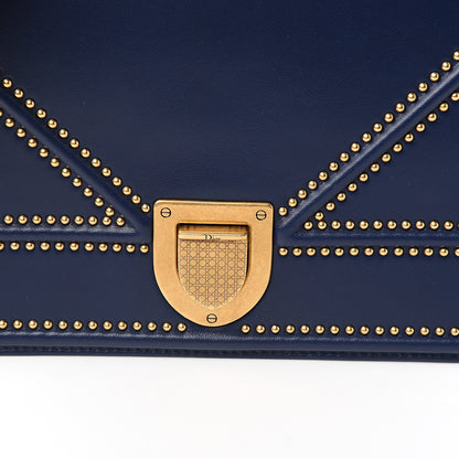 Christian Dior Lambskin Studded Medium Diorama Flap Bag Navy Blue 10 of 10