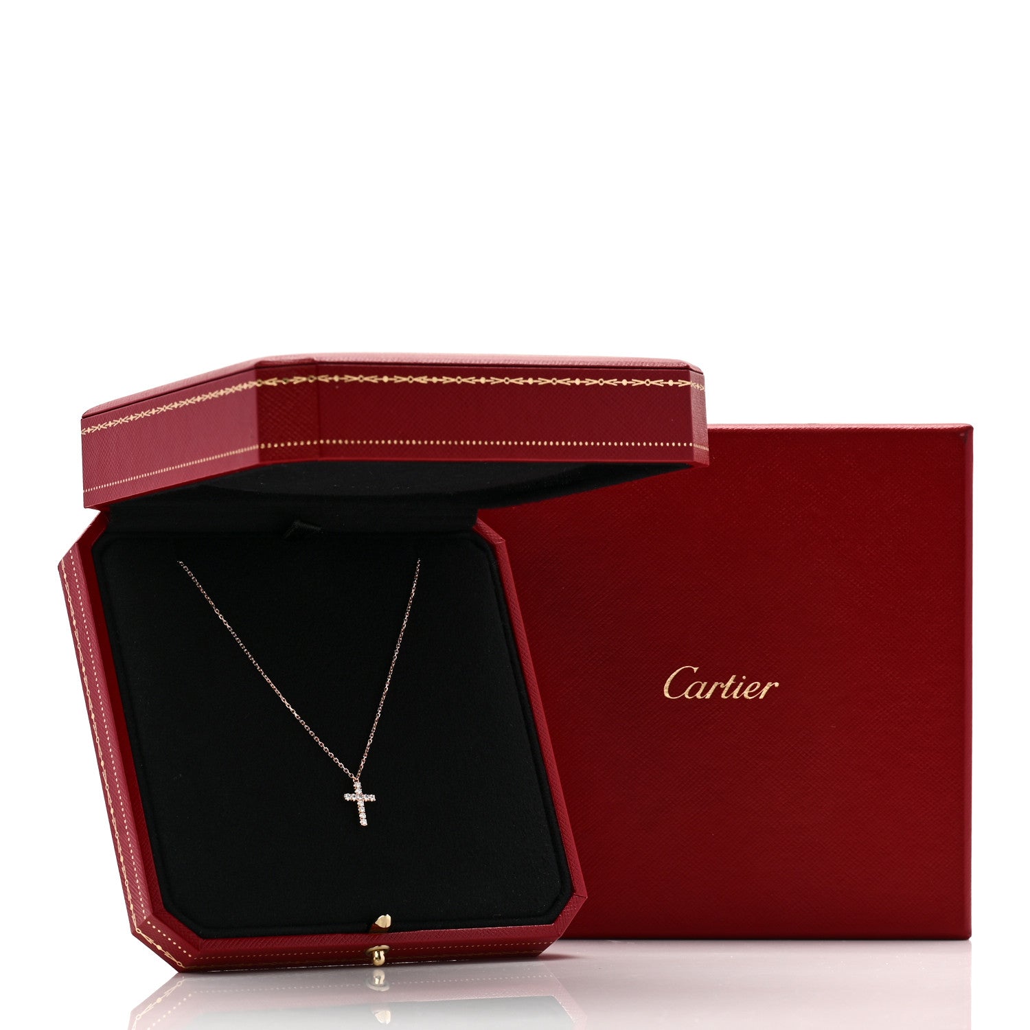 Cartier 18K Pink Gold Diamond Symbols Cross Pendant Necklace 6 of 6