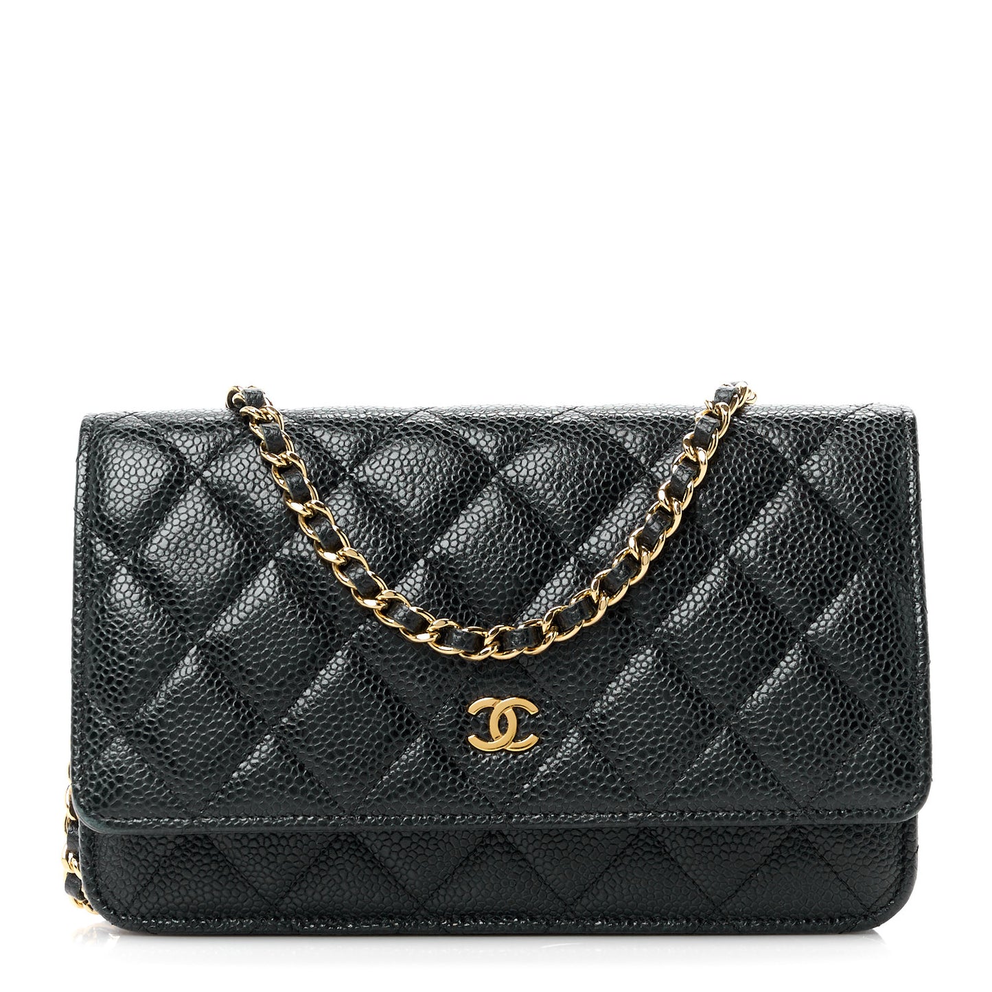 Caviar Quilted Wallet on Chain WOC Black