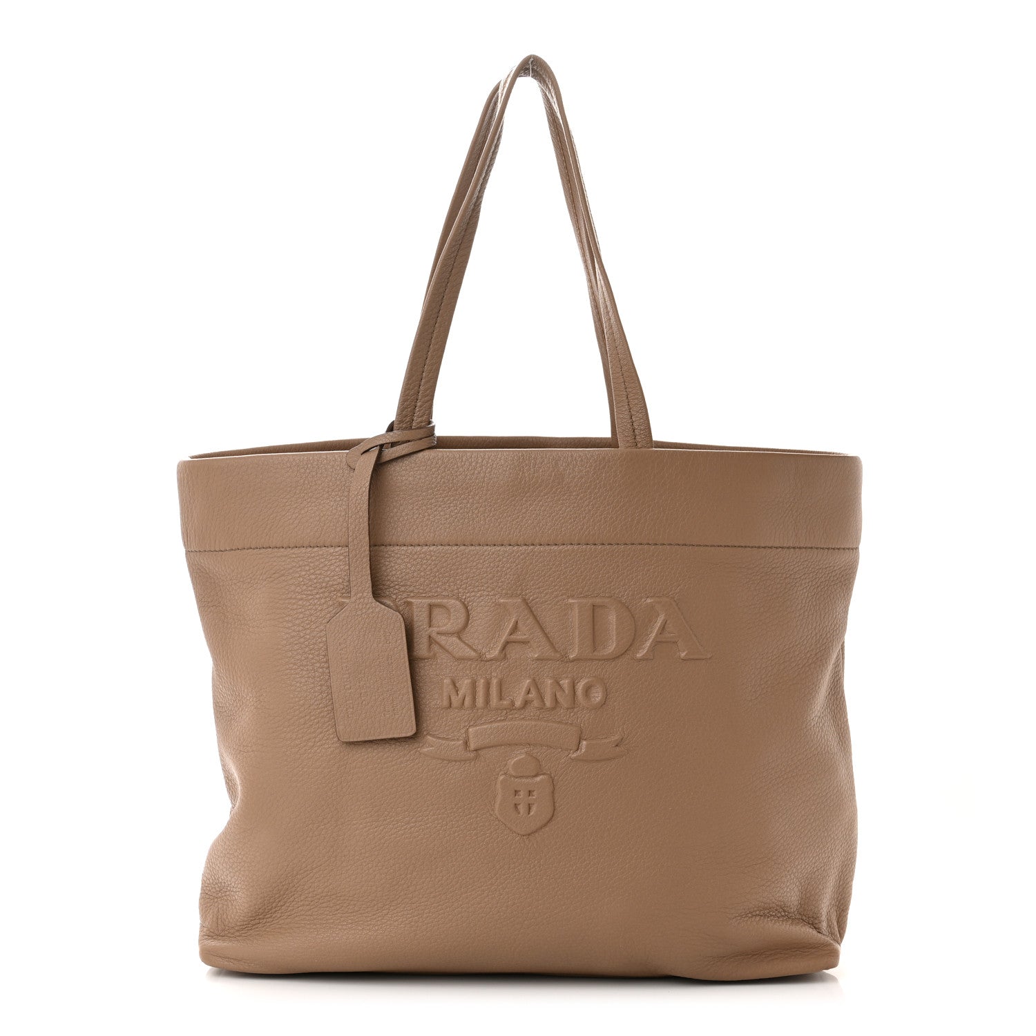 Prada Vitello Daino Embossed Logo Shopping Tote Noisette 1 of 10