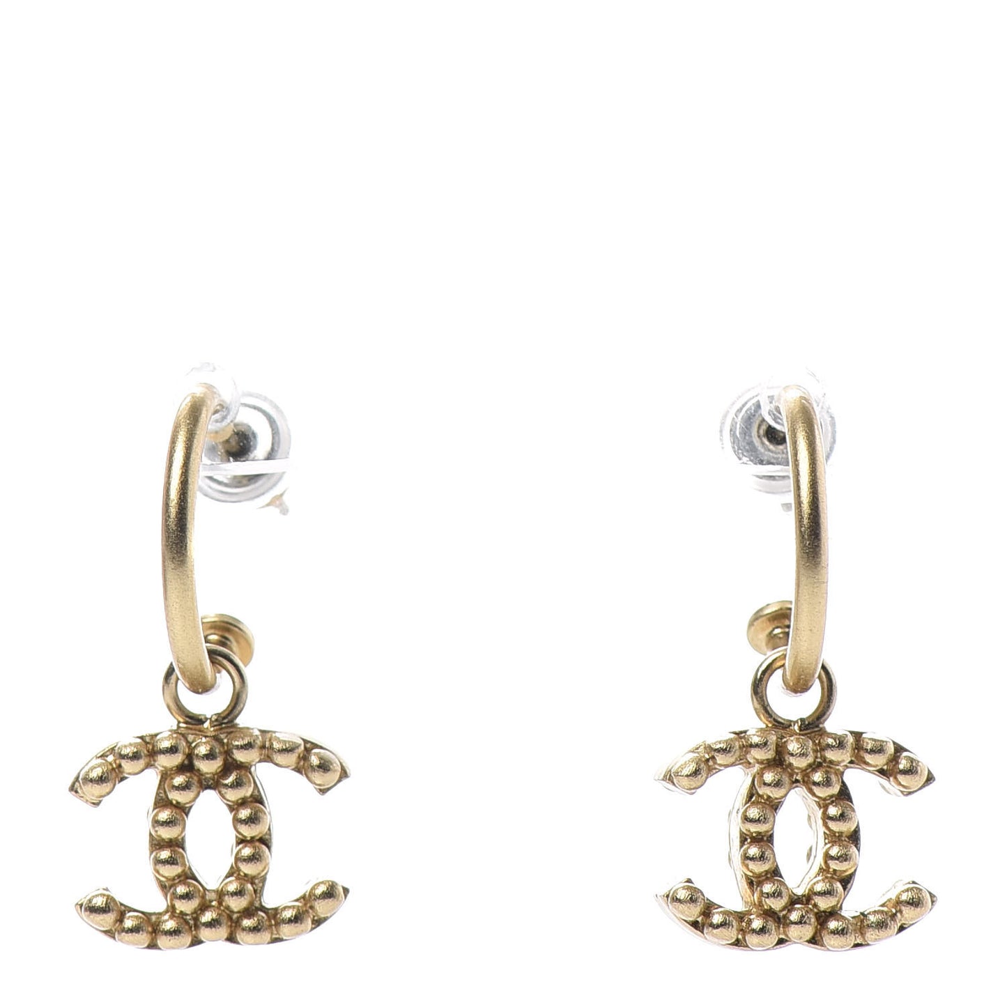 Metal CC Hoop Drop Earring Gold