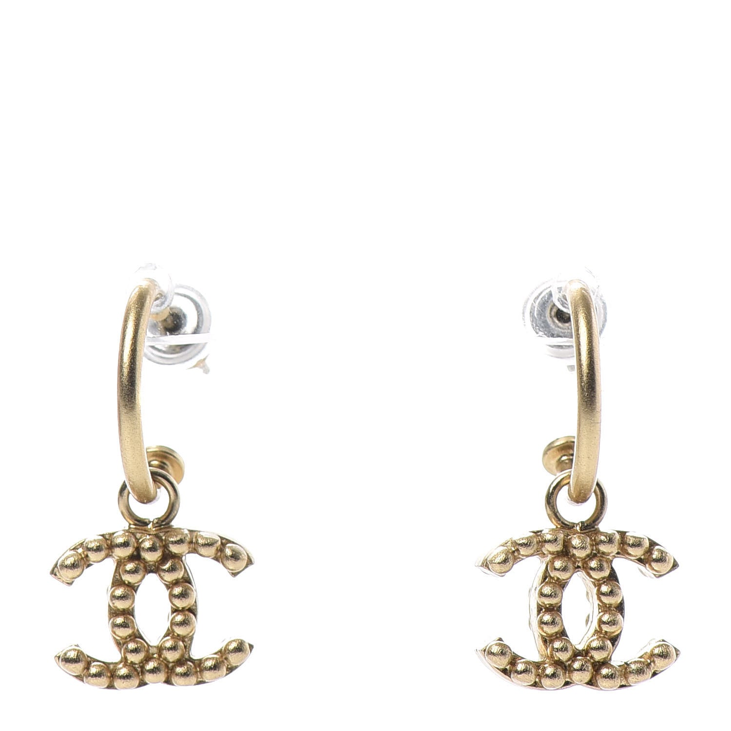 Chanel Metal CC Hoop Drop Earring Gold 1 of 3