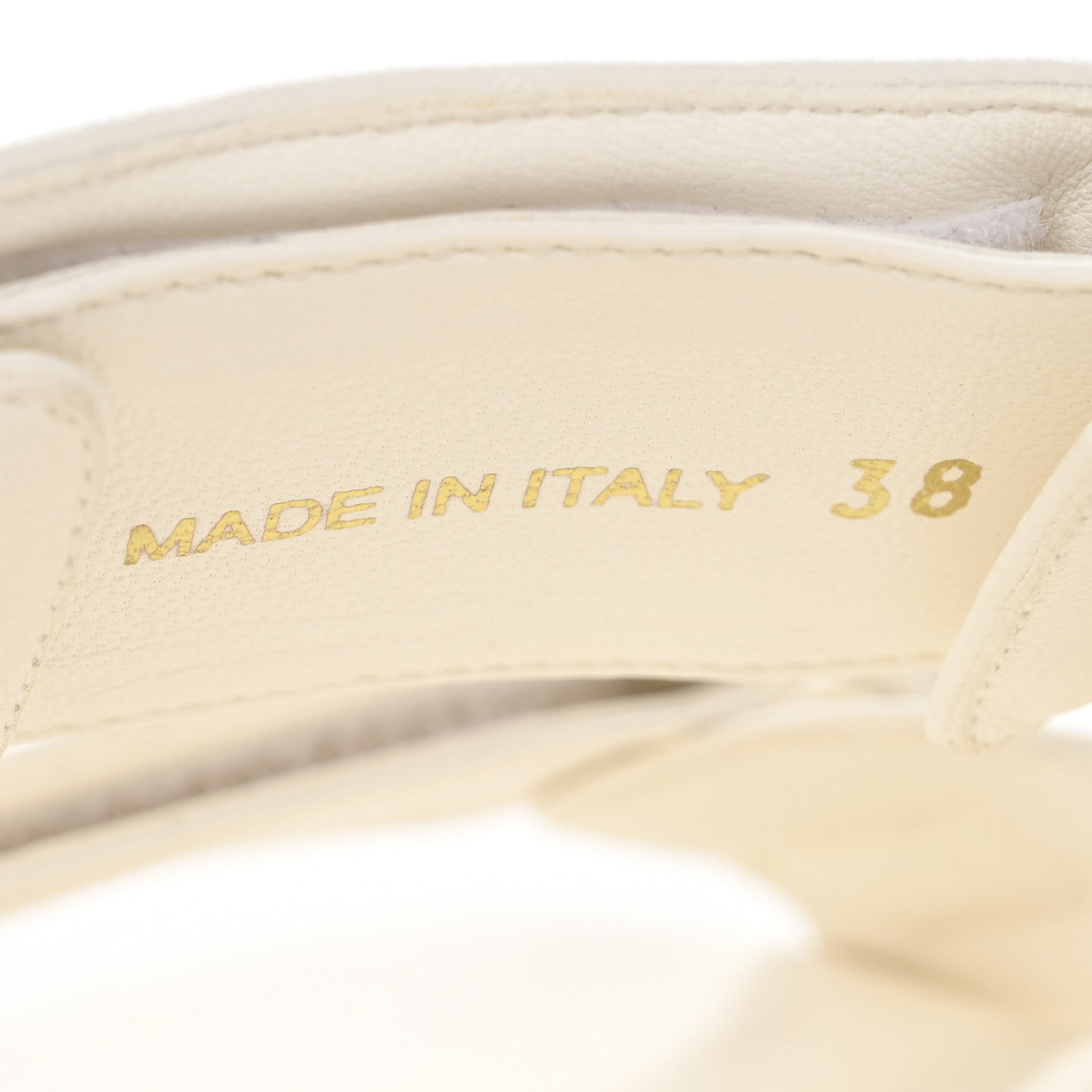 Nappa Logo Velcro Strap Slide Sandals 38 Ivory