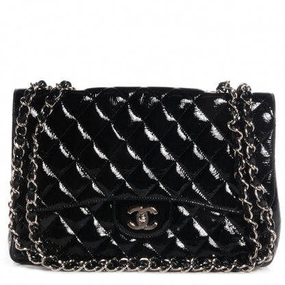 Chanel Distressed Patent Jumbo Single Flap Black 1 of 9