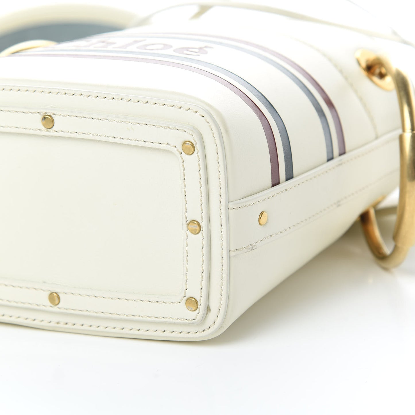 Calfskin Logo Mini Roy Bucket Bag Natural White