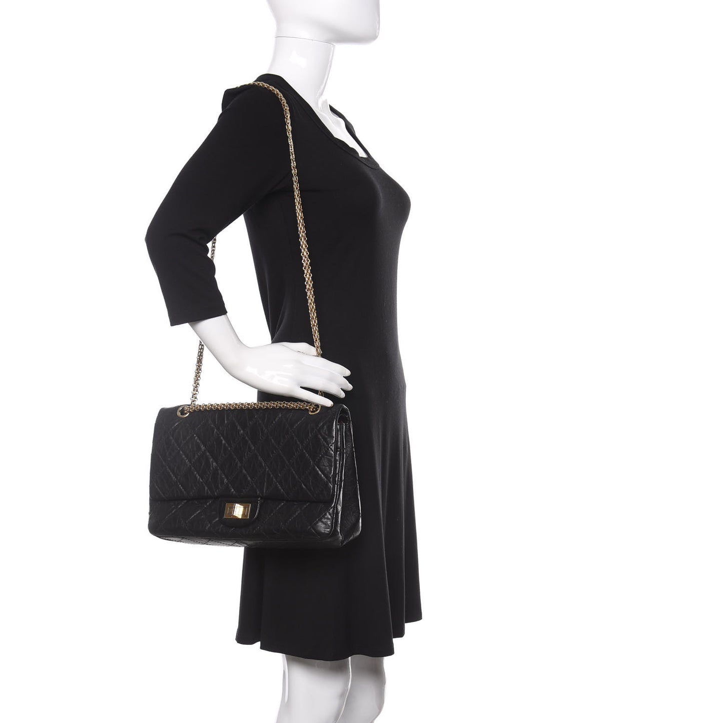 Aged Calfskin Quilted 2.55 Reissue 227 Flap Black