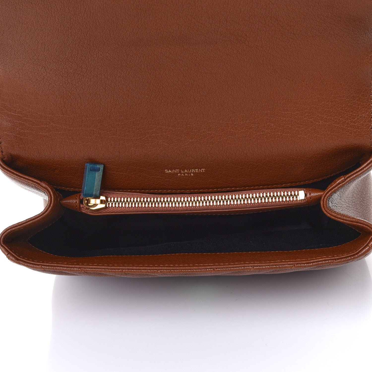 Saint Laurent Sheepskin Matelasse Chevron Monogram Medium College Bag Brick 4 of 4