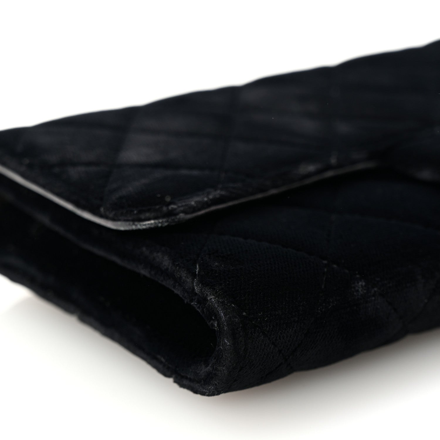 Chanel Velvet Quilted Wallet On Removable Chain Black 10 of 11