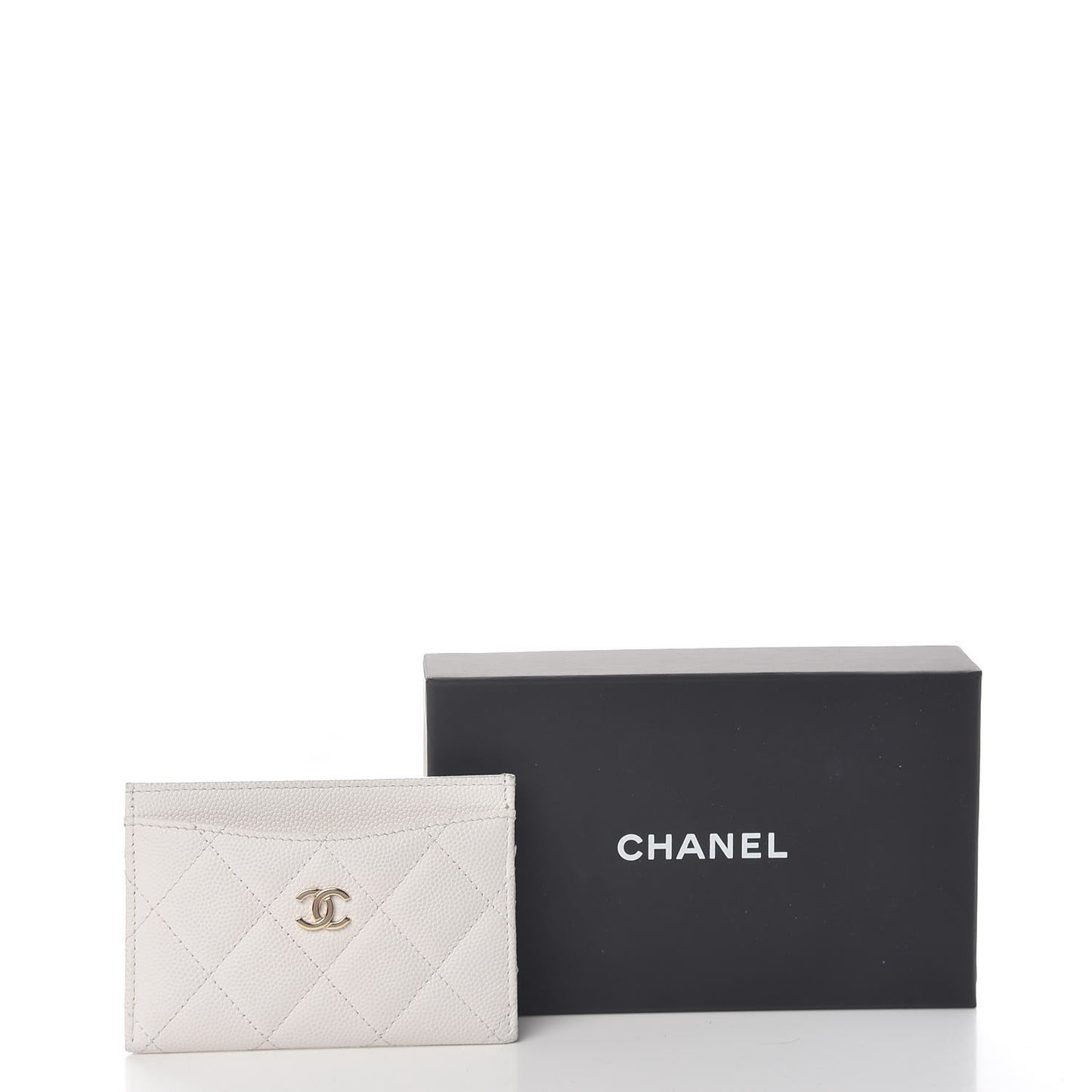 Caviar Quilted Card Holder White