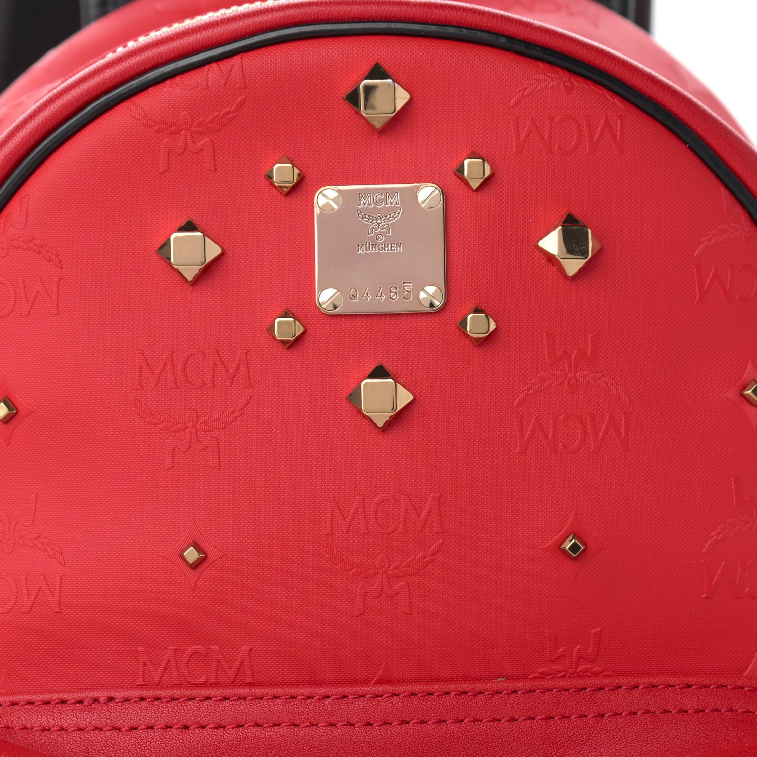 MCM Calfskin Stud Small Stark Backpack Red 8 of 10