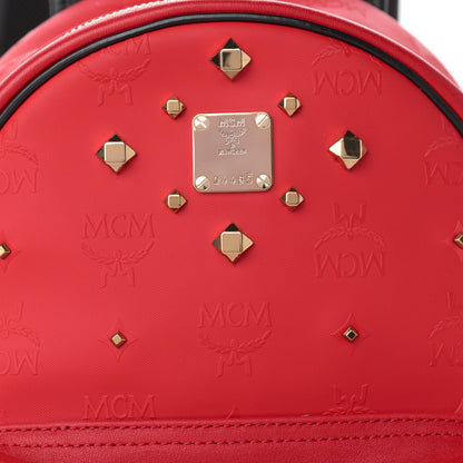 MCM Calfskin Stud Small Stark Backpack Red 8 of 10