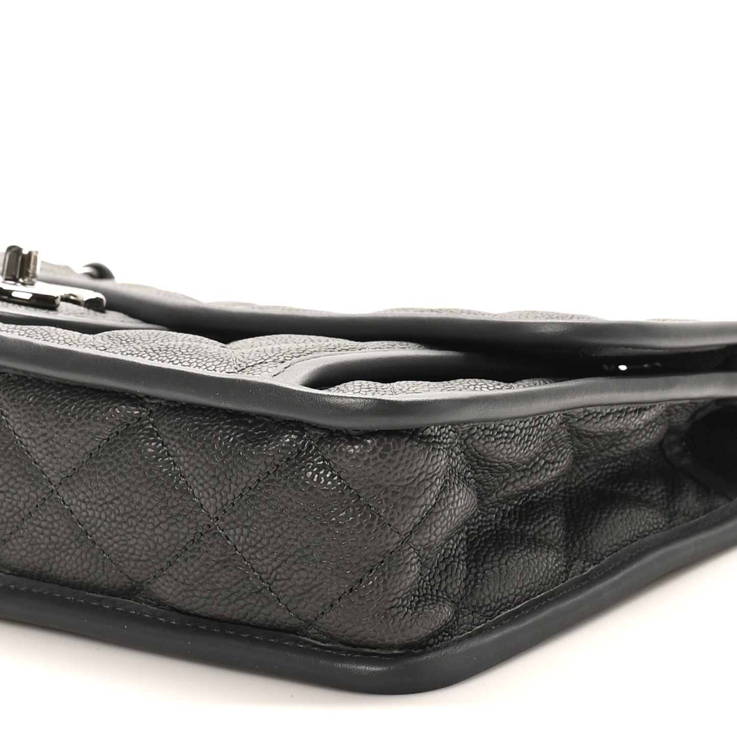 Caviar Quilted Medium French Riviera Flap Grey
