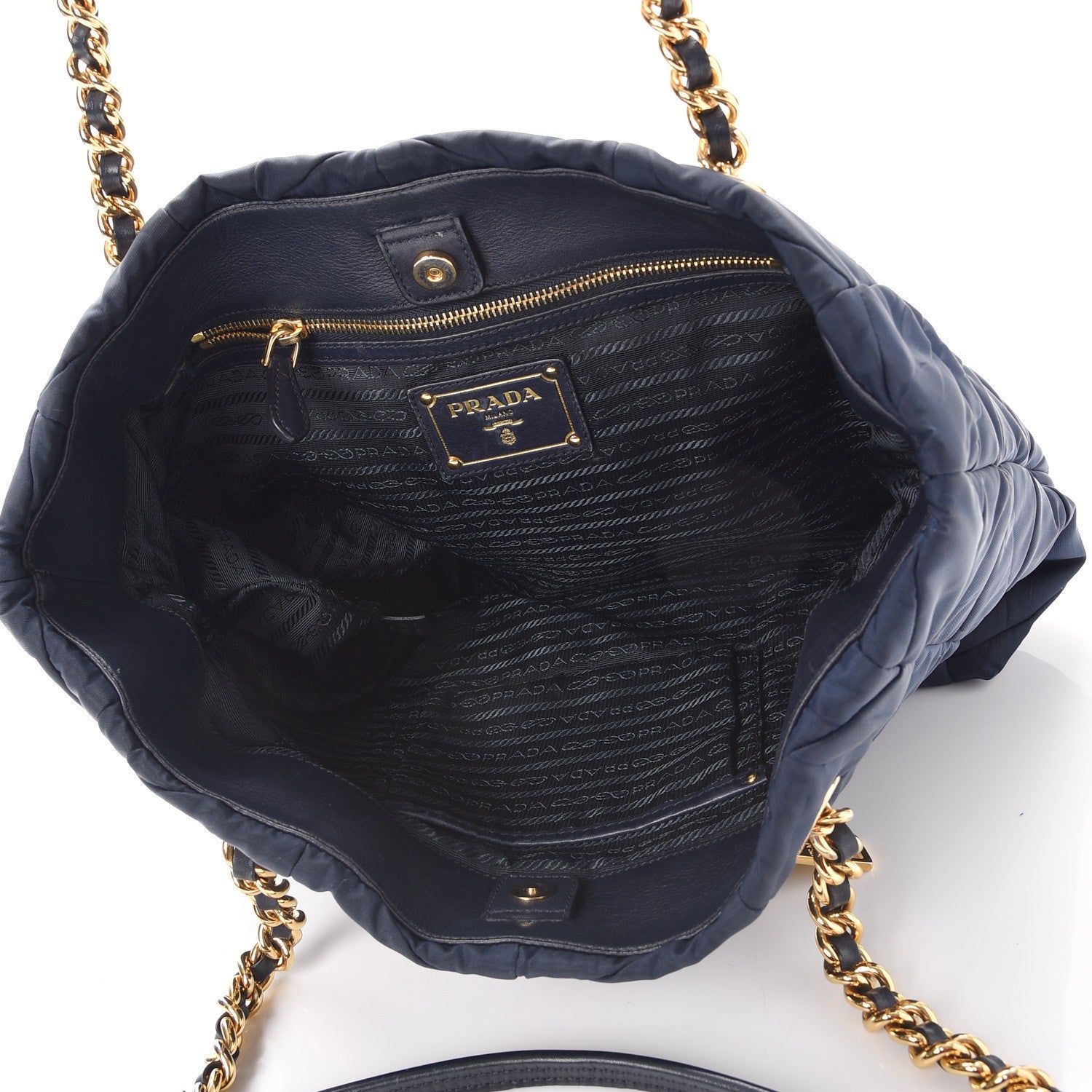 Prada Tessuto Nylon Chevron Quilted Tote Navy 5 of 13
