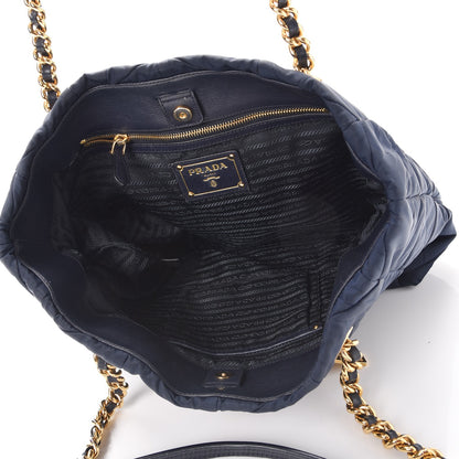 Prada Tessuto Nylon Chevron Quilted Tote Navy 5 of 13