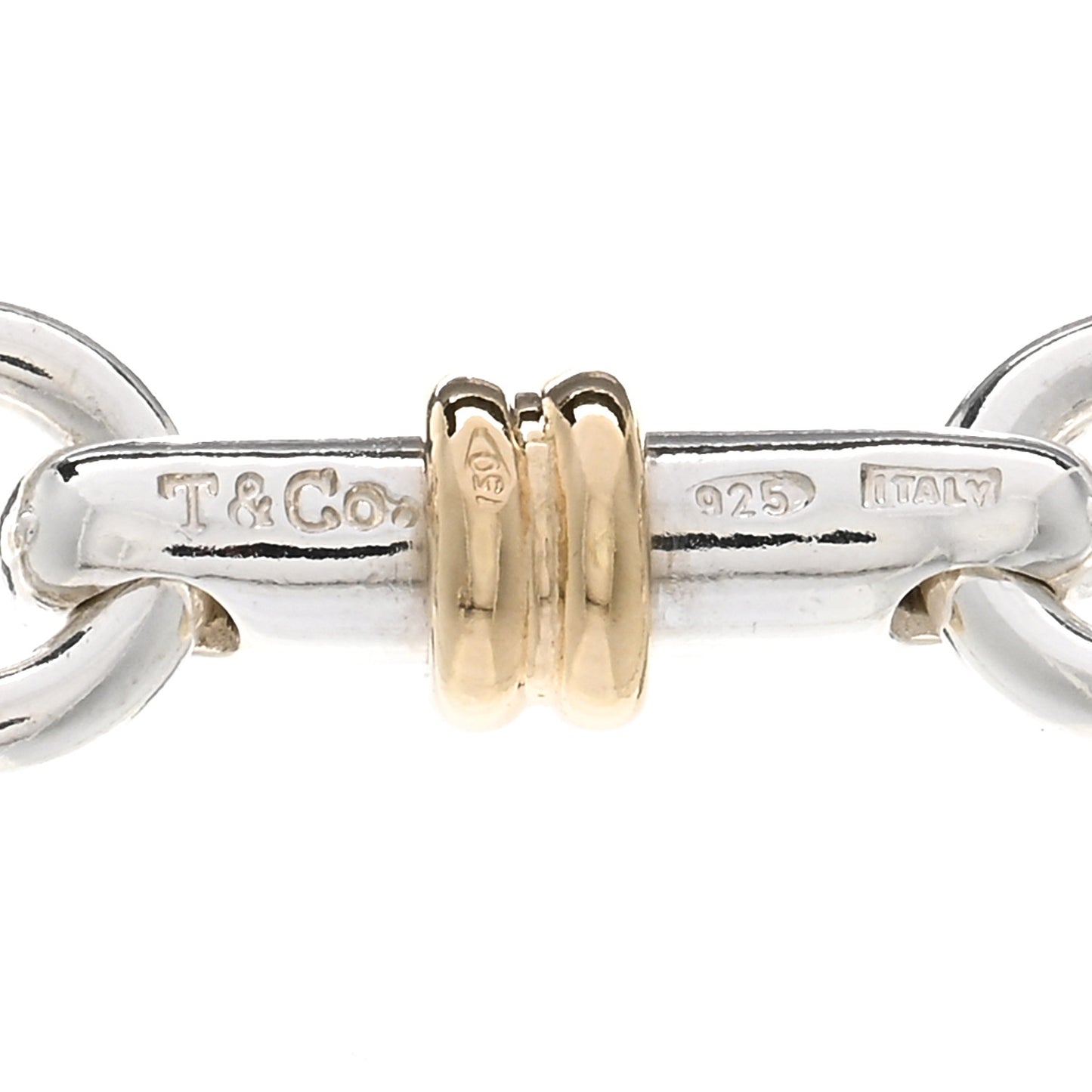 Sterling Silver 18K Yellow Gold Bar Link Necklace