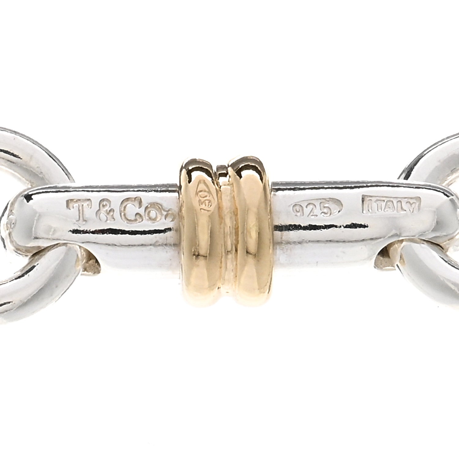 Tiffany Sterling Silver 18K Yellow Gold Bar Link Necklace 4 of 4