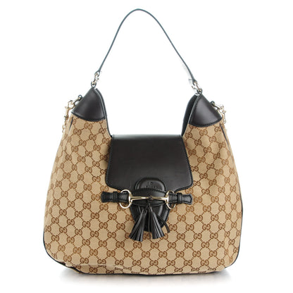 Gucci Monogram Margaux Calfskin Medium Emily Hobo Beige Ebony Cocoa 1 of 7
