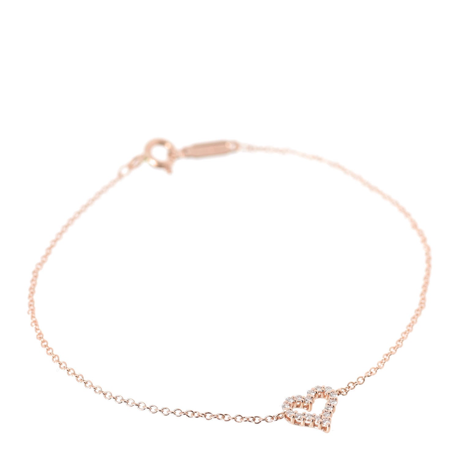Tiffany 18K Rose Gold Diamond Heart Bracelet 1 of 6