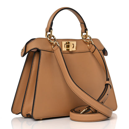 Fendi Vitello Seta Nappa Bi-Color Small Peekaboo I SEE U Satchel Miele Scuro Light Rose Ghianda 2 of 8