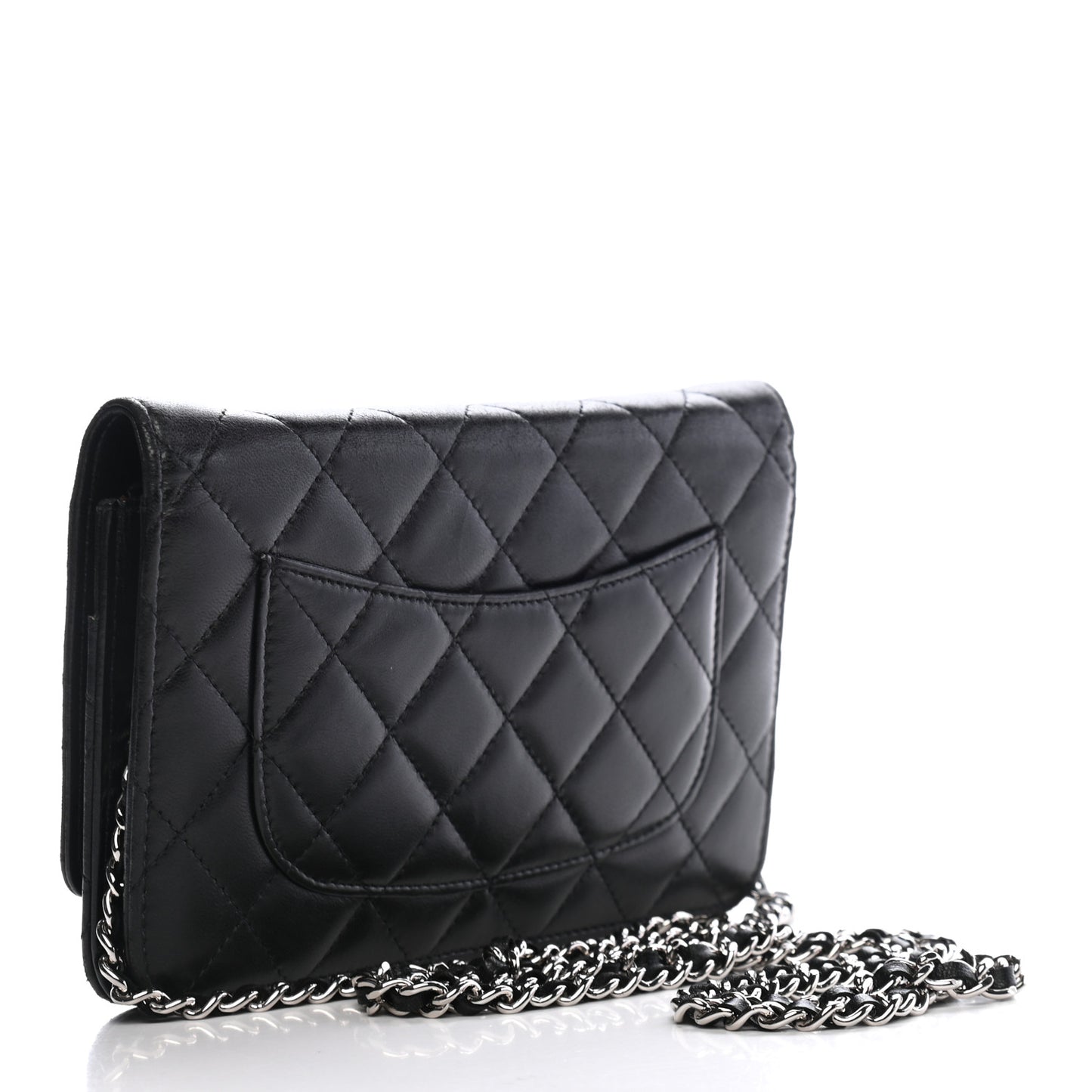 Lambskin Quilted Wallet On Chain WOC Black