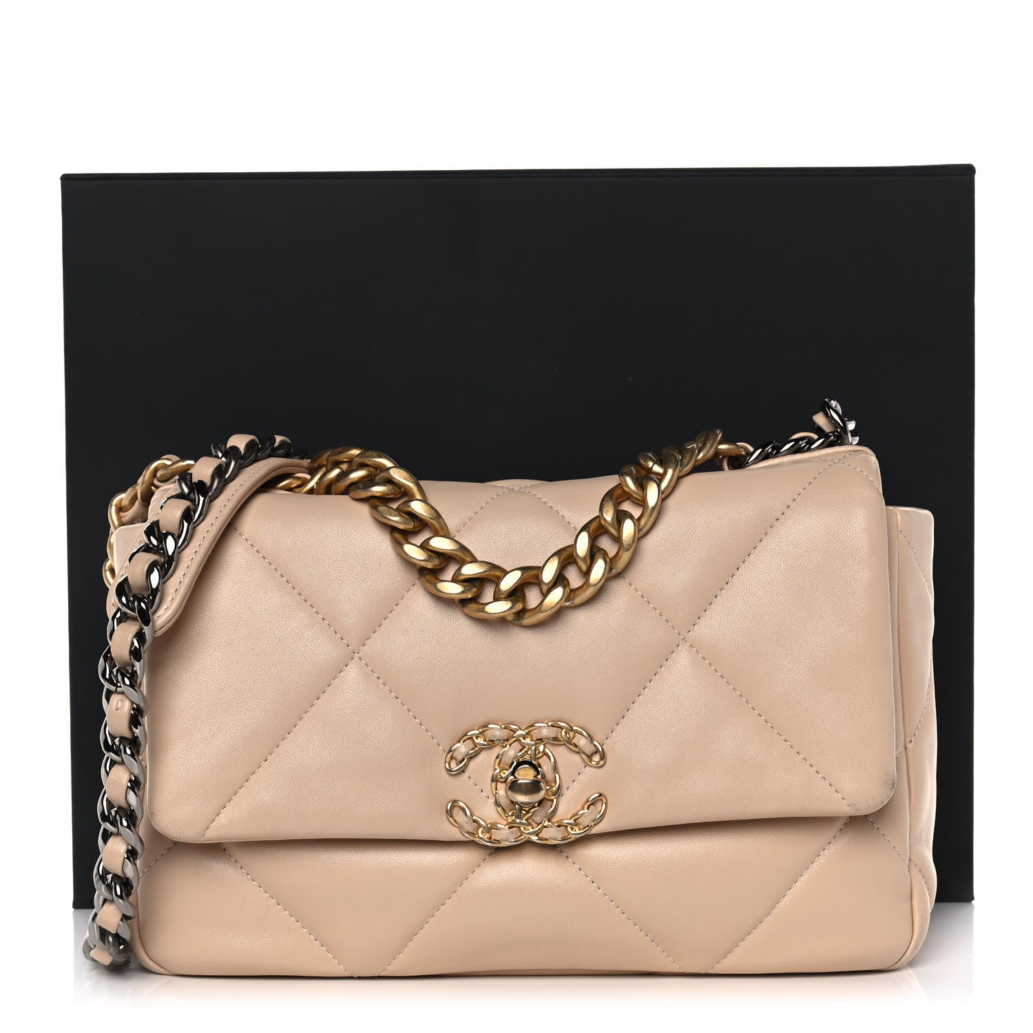 Chanel Lambskin Quilted Medium Chanel 19 Flap Beige 14 of 14