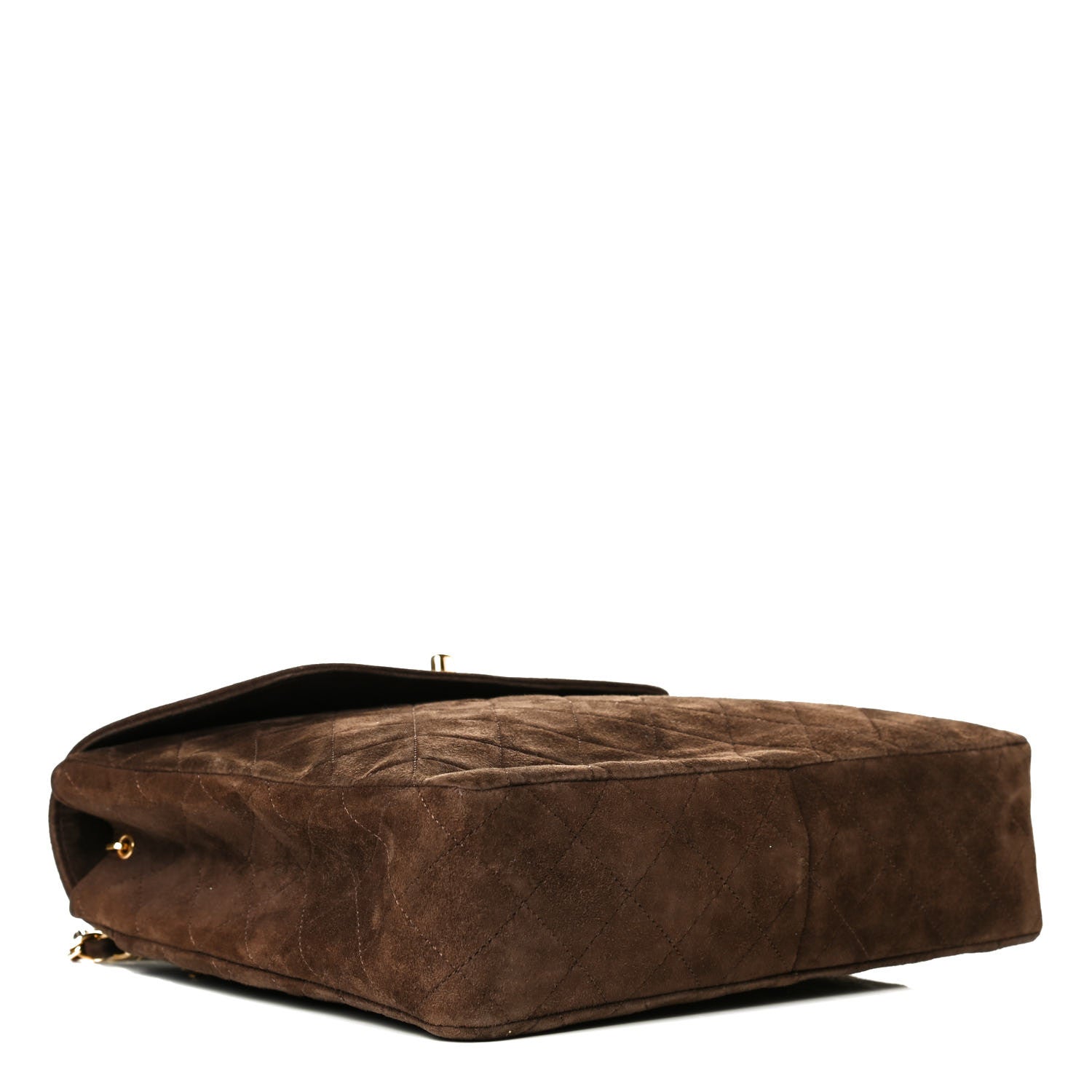 Chanel Suede Stitched Flap Shoulder Bag Brown 4 of 9