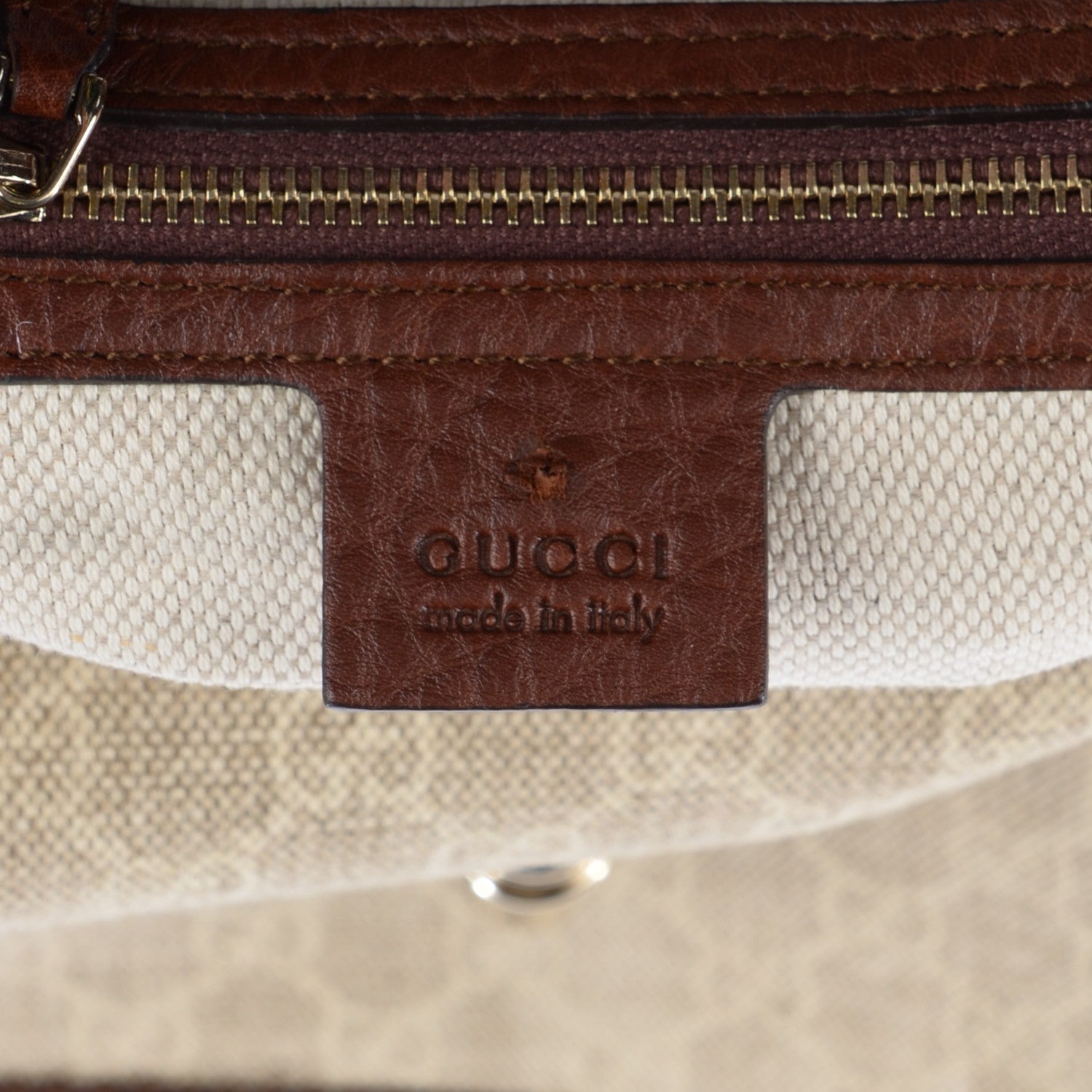 Gucci Linen Monogram Medium New Jackie Shoulder Bag Brown 6 of 7