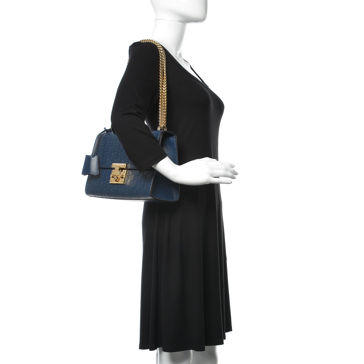 Gucci Guccissima Medium Padlock Shoulder Bag Blue Agata 2 of 13