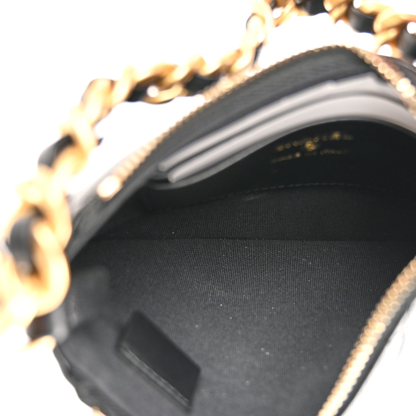 Shiny Crumbled Lambskin Quilted Round Small CC Hobo Black