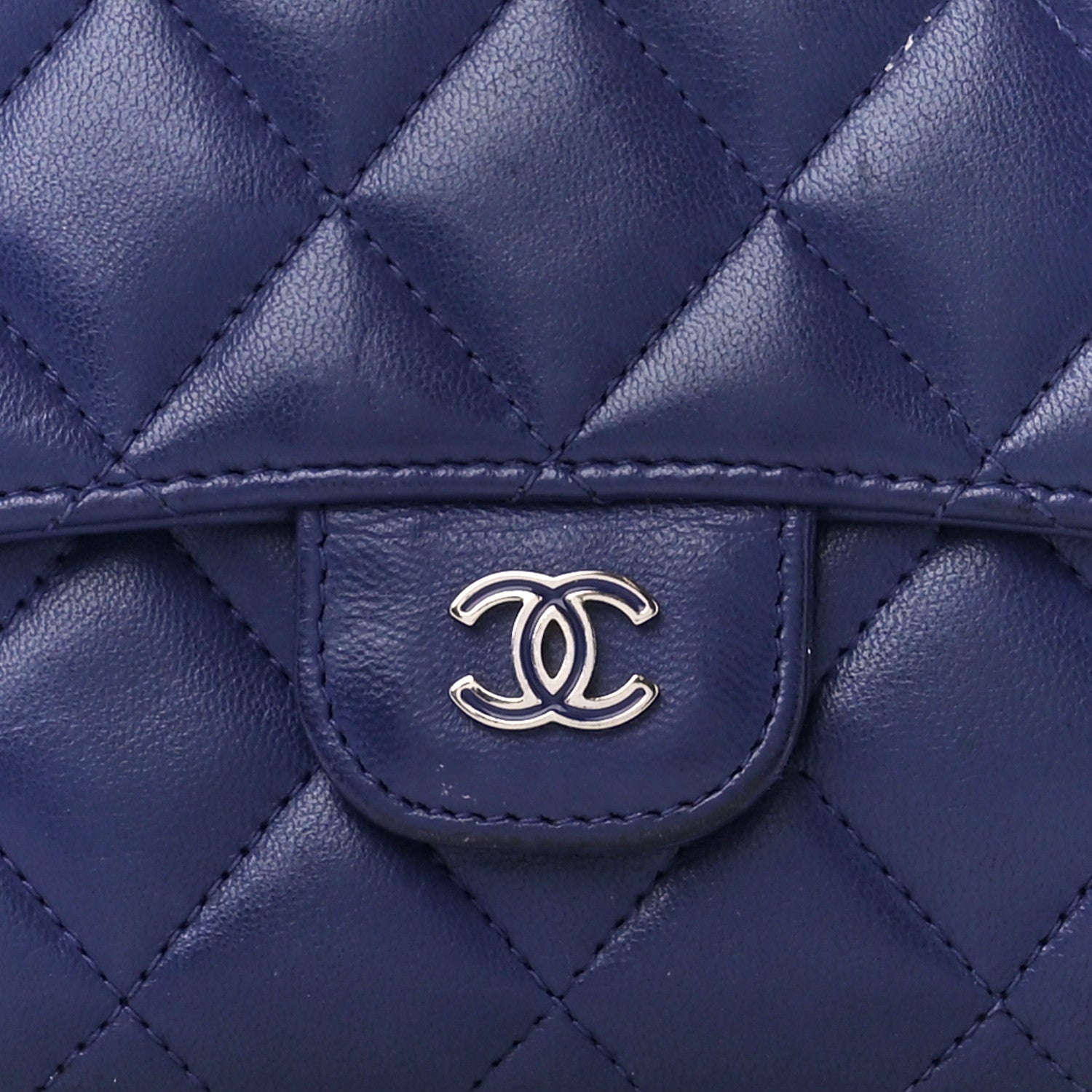 Chanel Lambskin Quilted Large Gusset Flap Wallet Blue 10 of 12