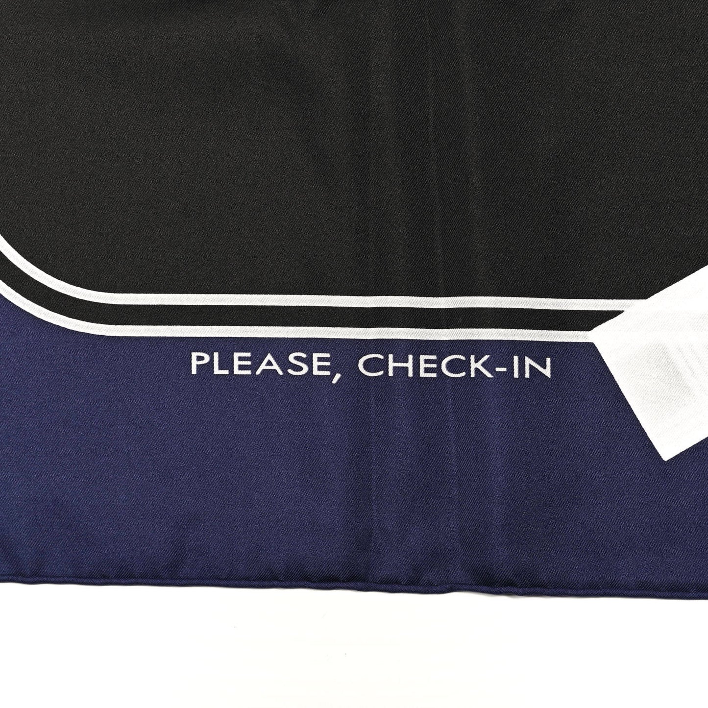 Silk Please Check In Scarf 90 Marine Black White