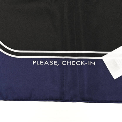 Hermes Silk Please Check In Scarf 90 Marine Black White 5 of 6