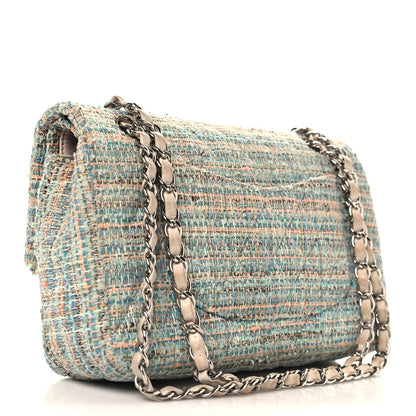 Chanel Tweed Quilted Medium Double Flap Blue Multicolor 3 of 10