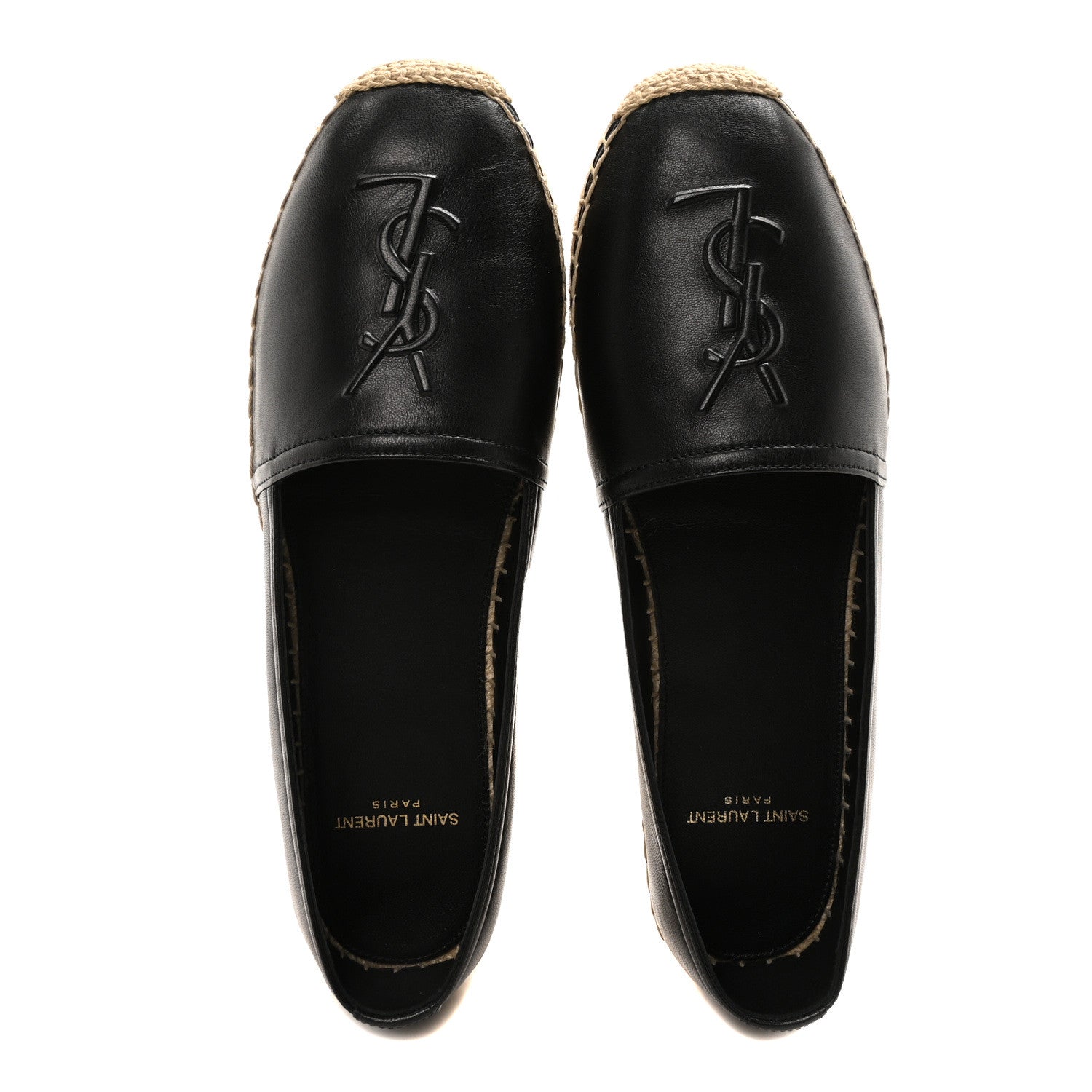 Saint Laurent Lambskin Monogram Espadrilles 37.5 Black 2 of 9